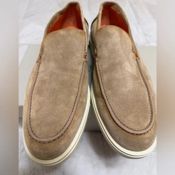 NEW! $850 Santoni Botanist Light Brown Tan Suede Men